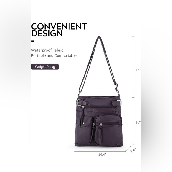 Super soft cross body purse purple handbag with organizational pockets!

049 - Picture 2 of 5